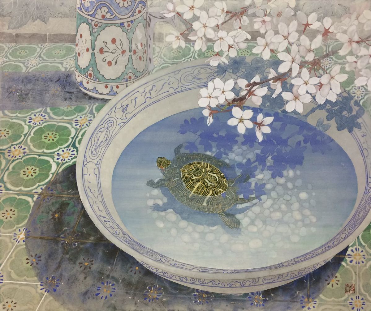 a turtle in a pool of water